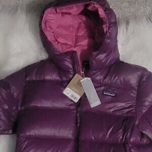 Patagonia Hi-Loft Down  Hooded Jacket Kids Night Plum